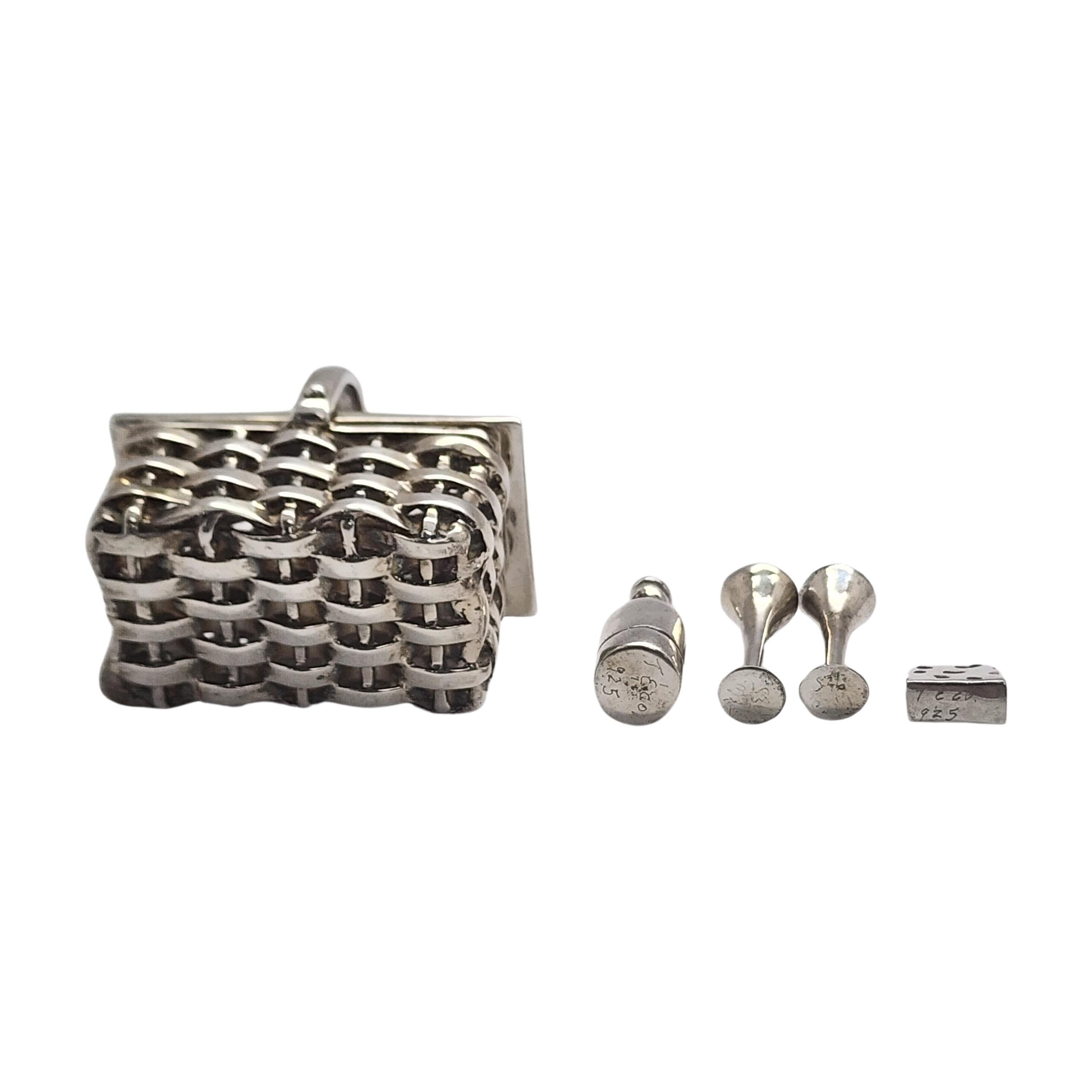 Tiffany & Co Sterling Silver Miniature Picknick Champagner Käse Set #15961 für Damen oder Herren im Angebot