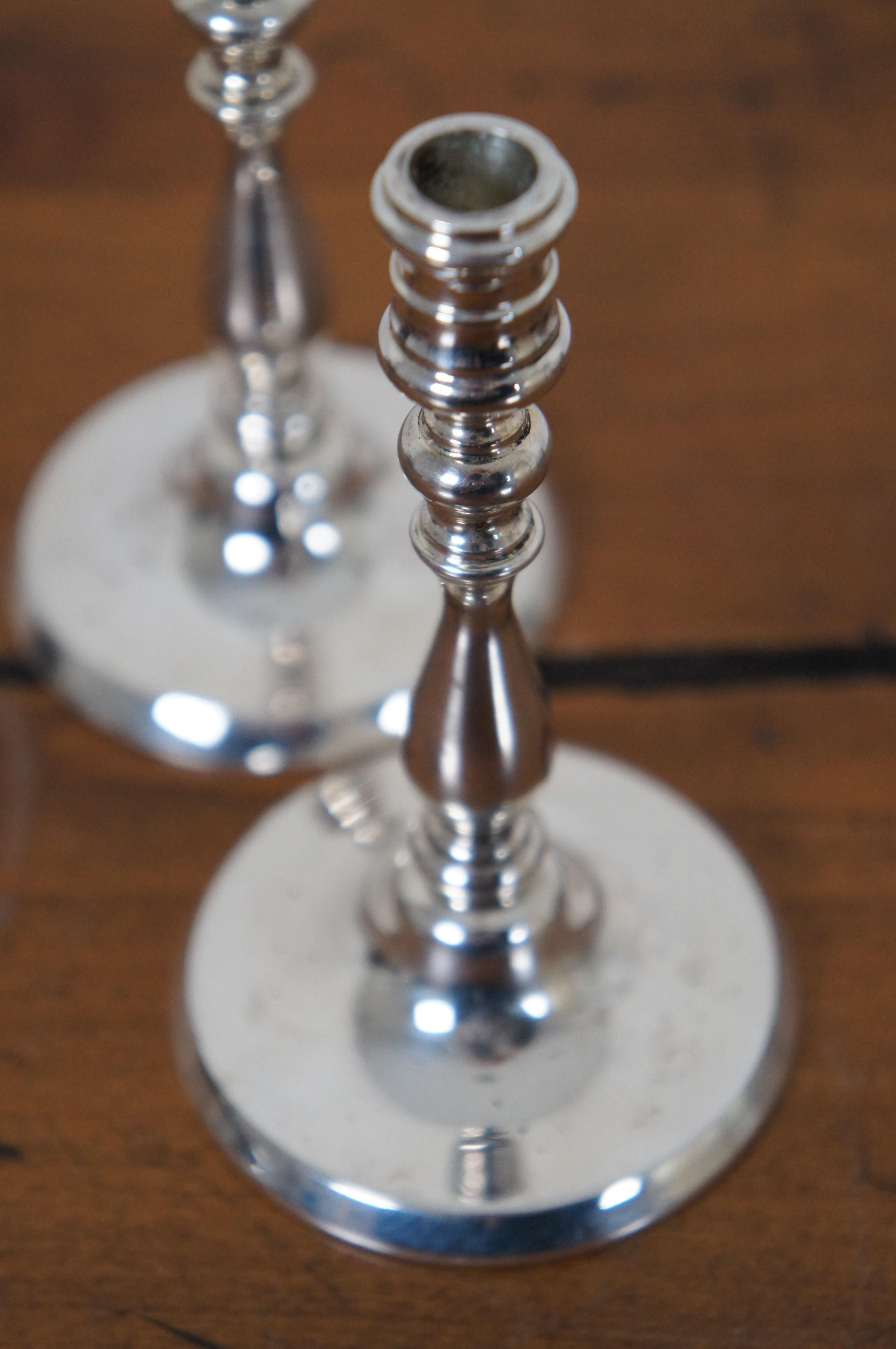 Tiffany & Co Sterling Silver Miniature Tapered Candlesticks Holders 250g For Sale 3