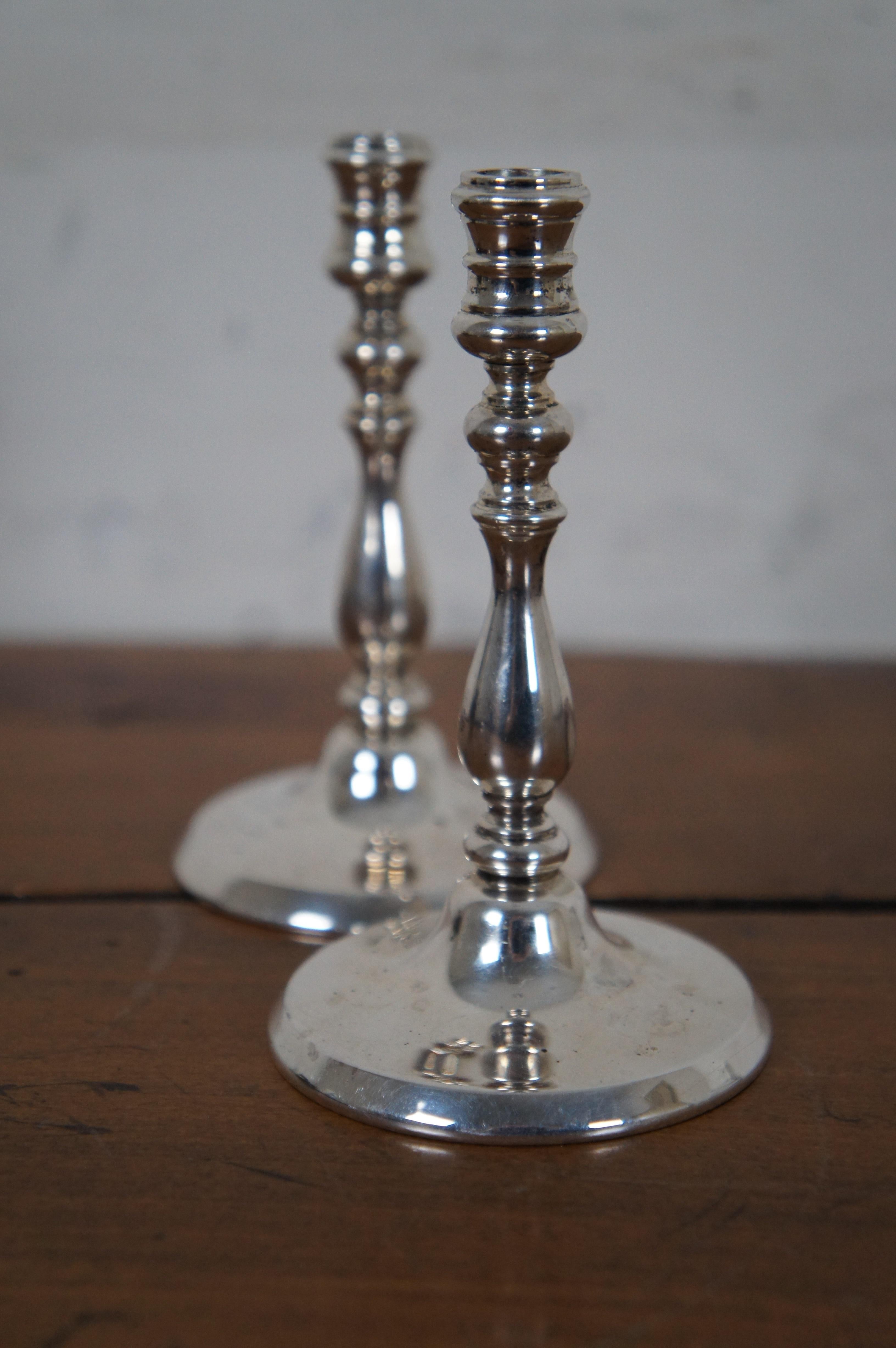 Tiffany & Co Sterling Silver Miniature Tapered Candlesticks Holders 250g For Sale 4