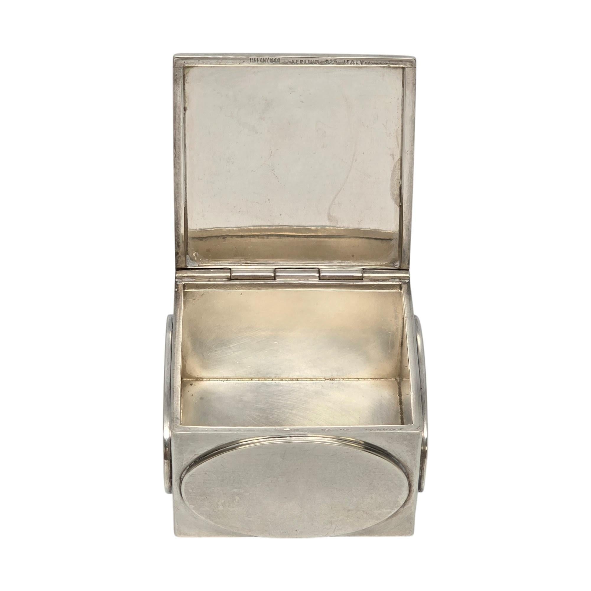 Tiffany & Co. Scatola portagioie con specchio in argento sterling con mono #20375 in vendita 2