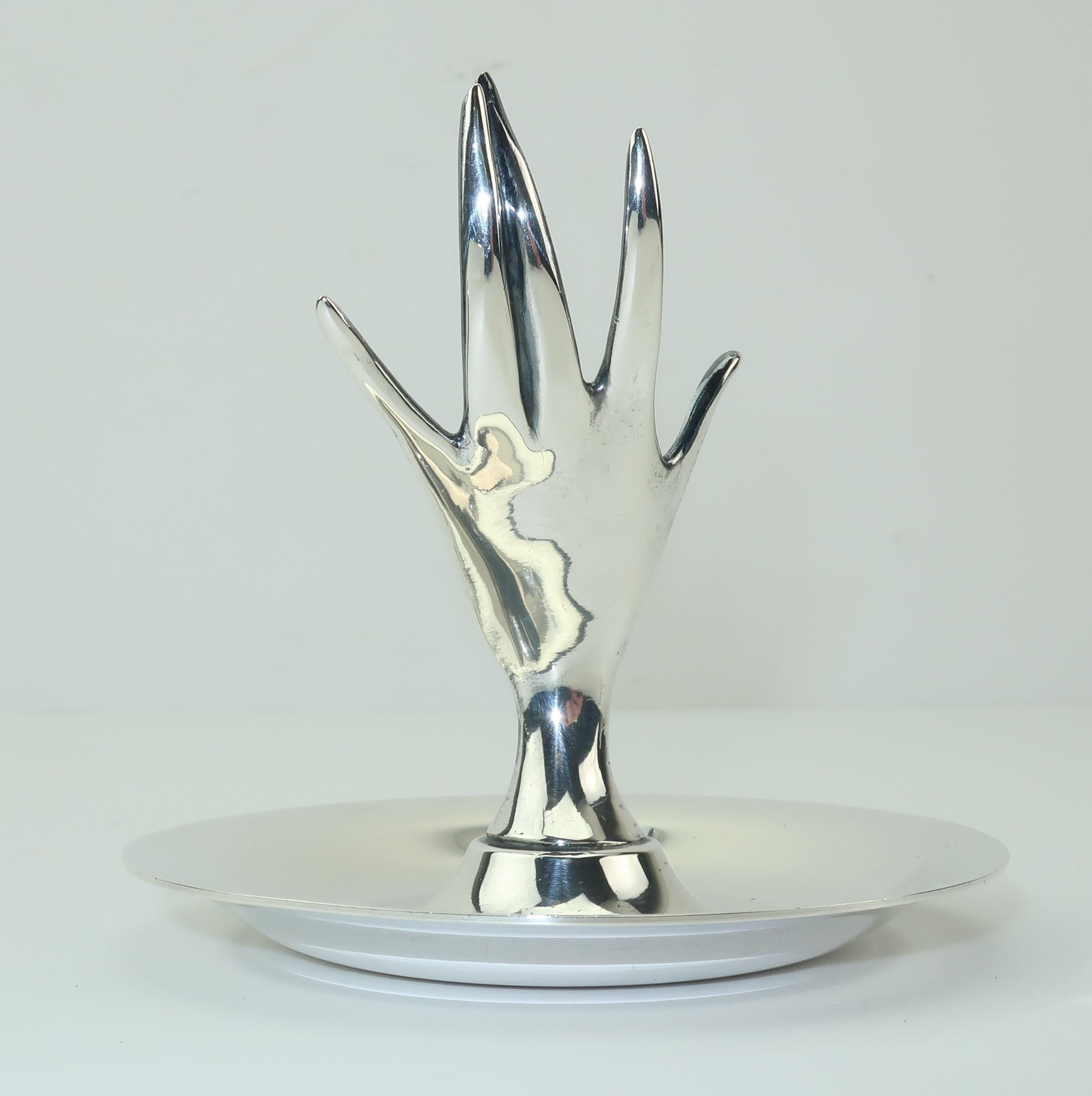 Tiffany & Co. Sterling Silver Modernist Hand Ring Holder Dish, 1950's 2