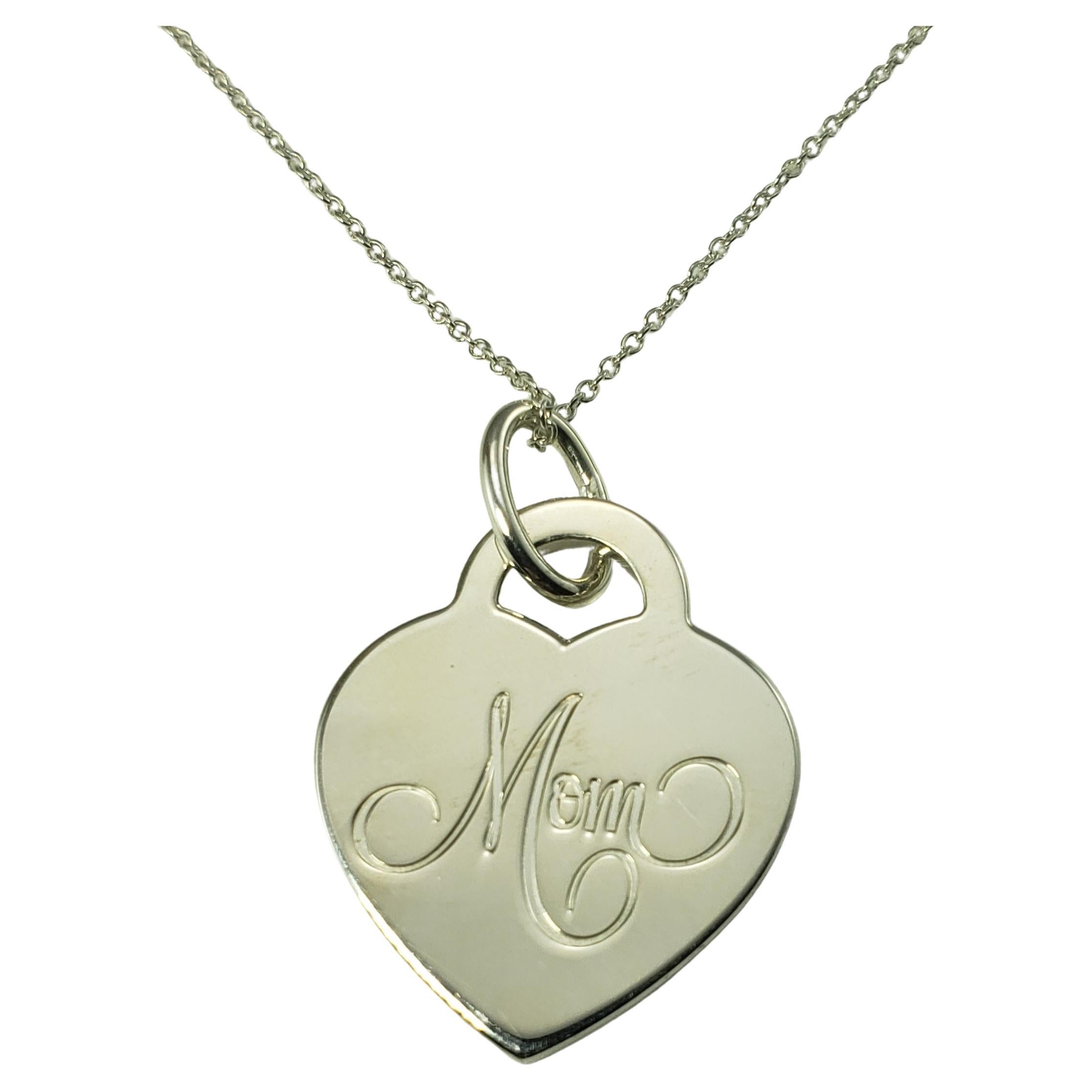 Tiffany & Co. Sterling Silver "Mom" Heart Pendant Necklace