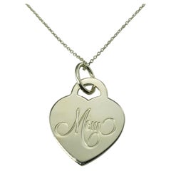 Vintage Tiffany & Co. Sterling Silver "Mom" Heart Pendant Necklace