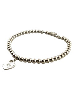 Tiffany & Co Sterling Silver Mom Heart Tag Bead Bracelet #18294