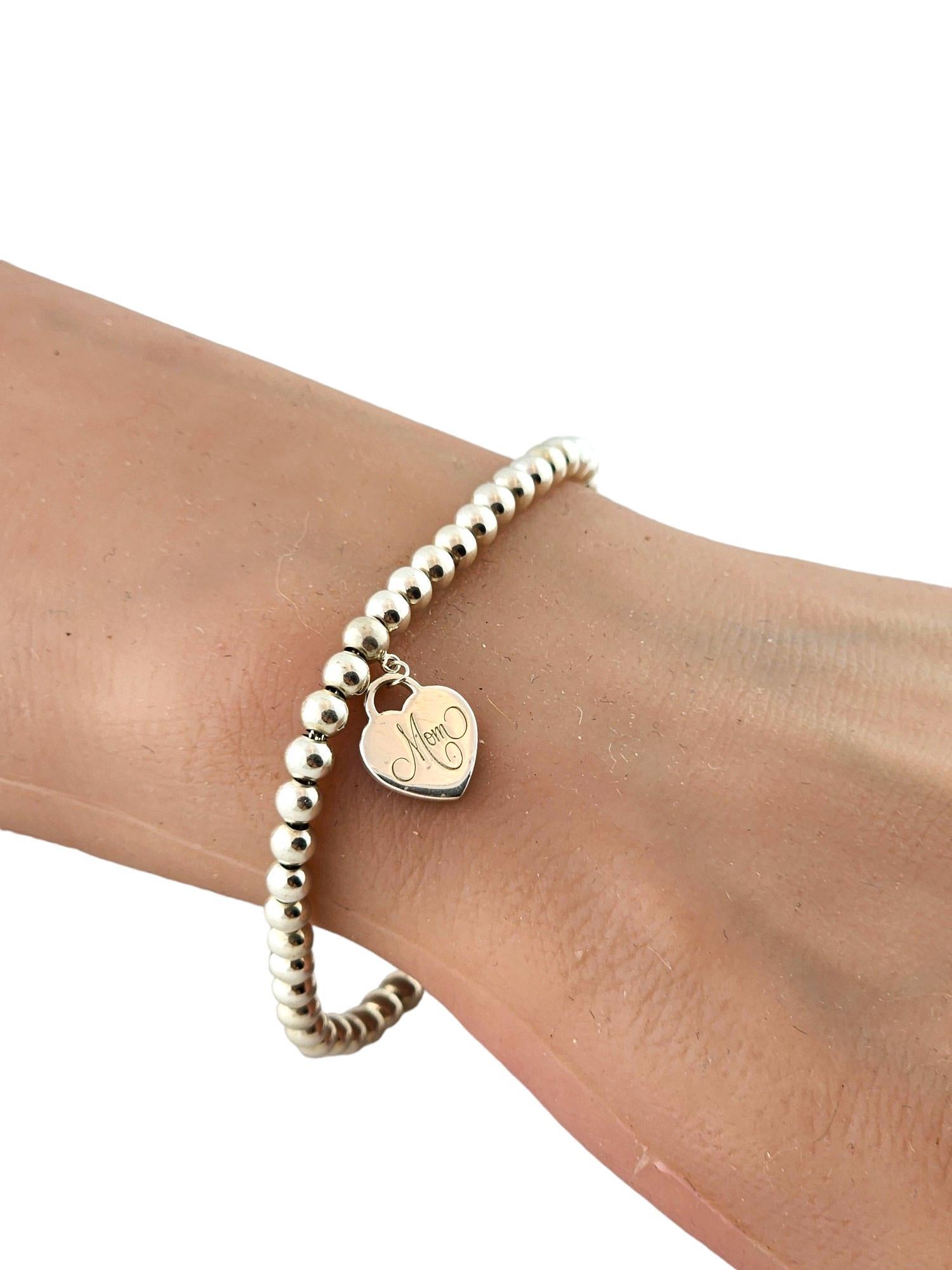 Tiffany & Co Sterling Silver Mom Heart Tag Bead Bracelet #18294 3