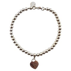 Tiffany & Co Sterling Silver Mom Heart Tag Bead Bracelet #18294