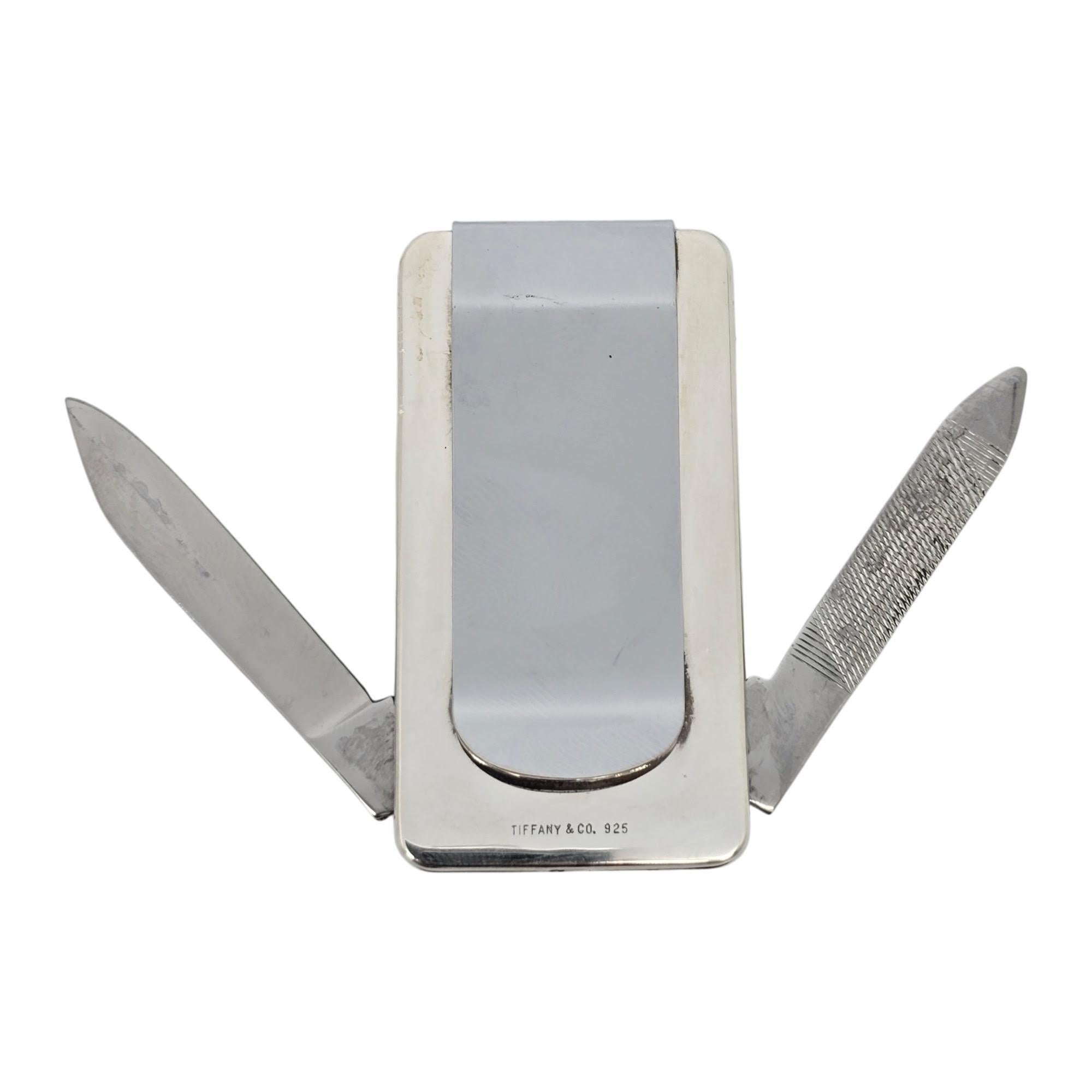 Men's Tiffany & Co Sterling Silver Money Clip with Knife & Nail File w/Pouch #20810