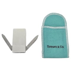 Tiffany & Co Sterling Silver Money Clip with Knife & Nail File w/Pouch #20810