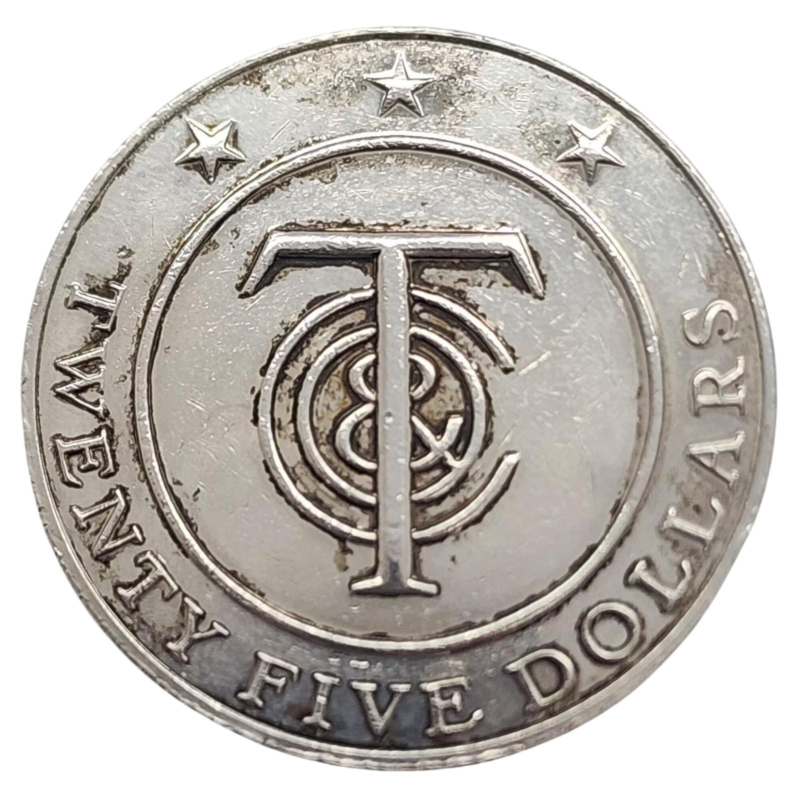 Tiffany & Co Sterling Silver Money Coin Twenty Five Dollars #15960