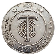 Vintage Tiffany & Co Sterling Silver Money Coin Twenty Five Dollars #15960