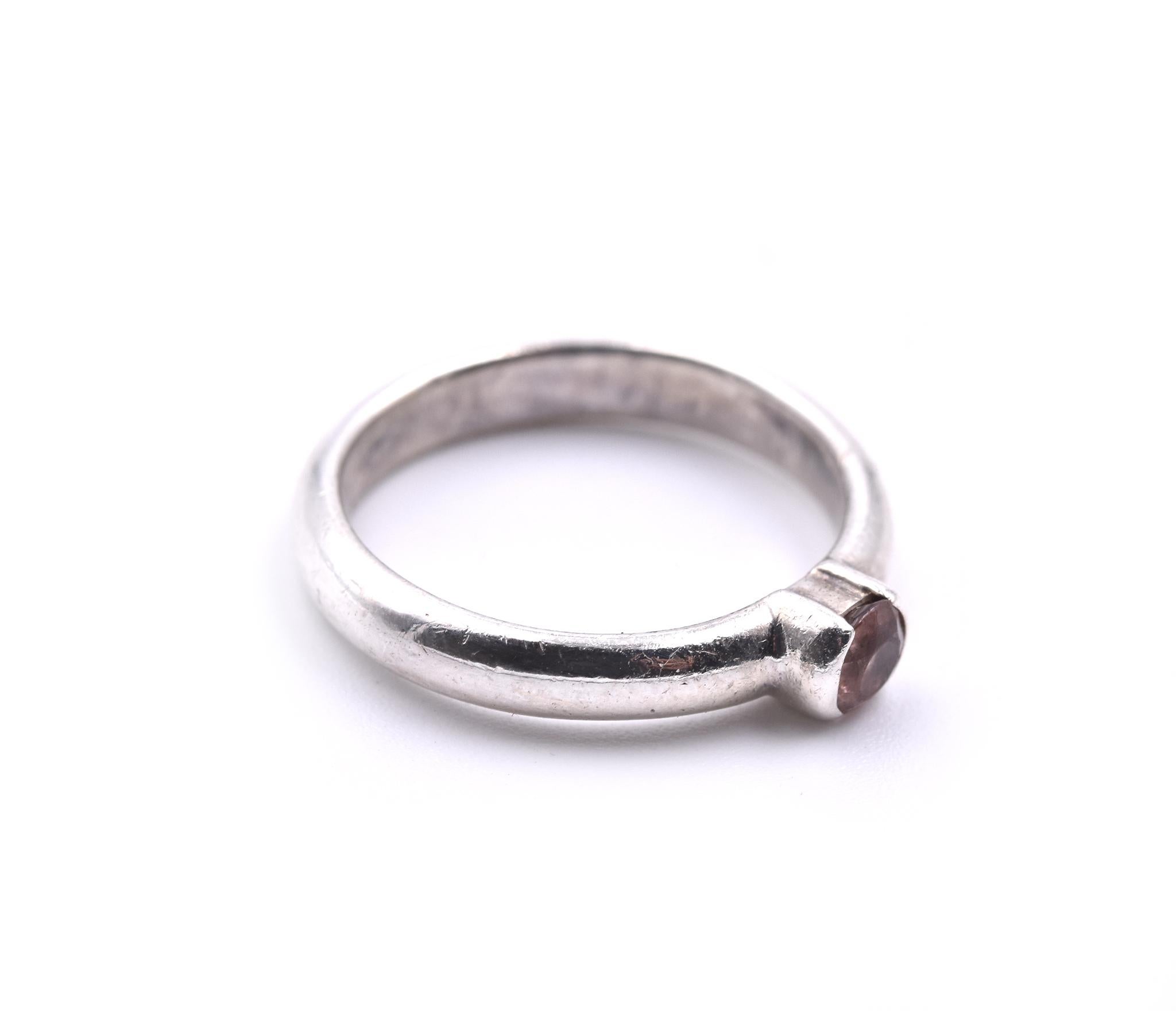 Designer: Tiffany & Co.
Material: sterling silver
Ring Size: 6 ¼  (please allow two extra shipping days for sizing requests)
Dimensions: ring is approximately 3.97mm wide 
Weight: 2.69 grams
