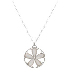 Vintage Tiffany & Co. Sterling Silver Mother of Pearl Daisy Flower Pendant Link Necklace