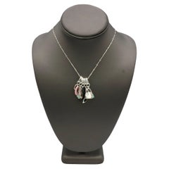 Tiffany & Co. Sterling Silver Multi-Charm Enamel Dangle Drop Pendant Necklace