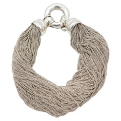 Tiffany & Co. Sterling Silver Multi-Strand Fine Mesh Chain Toggle Bracelet 1990s