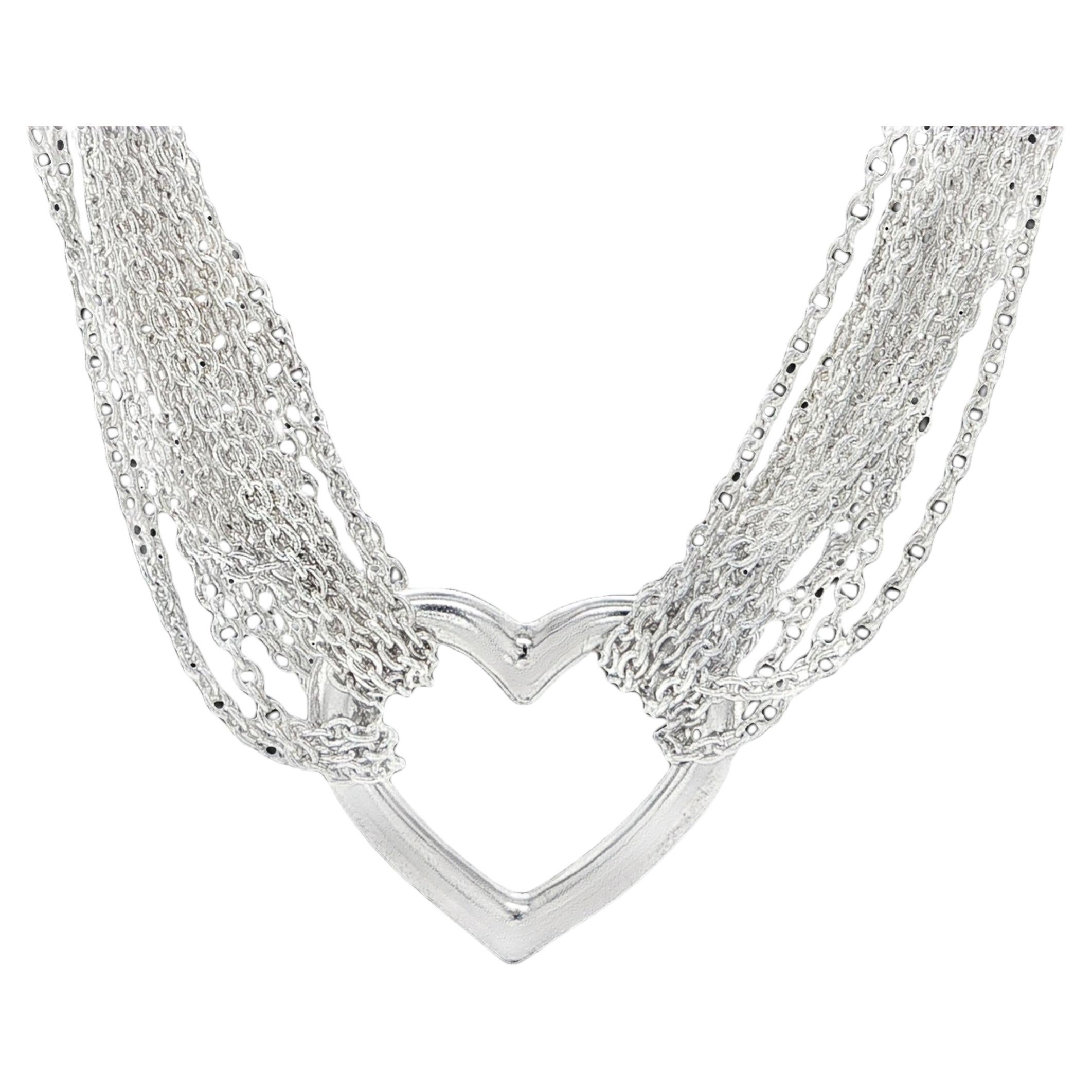 Tiffany & Co. Sterling Silver Multi Strand Heart Necklace