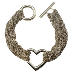 Vintage Tiffany & Co. Sterling Silver Multi Strand Heart Toggle Bracelet