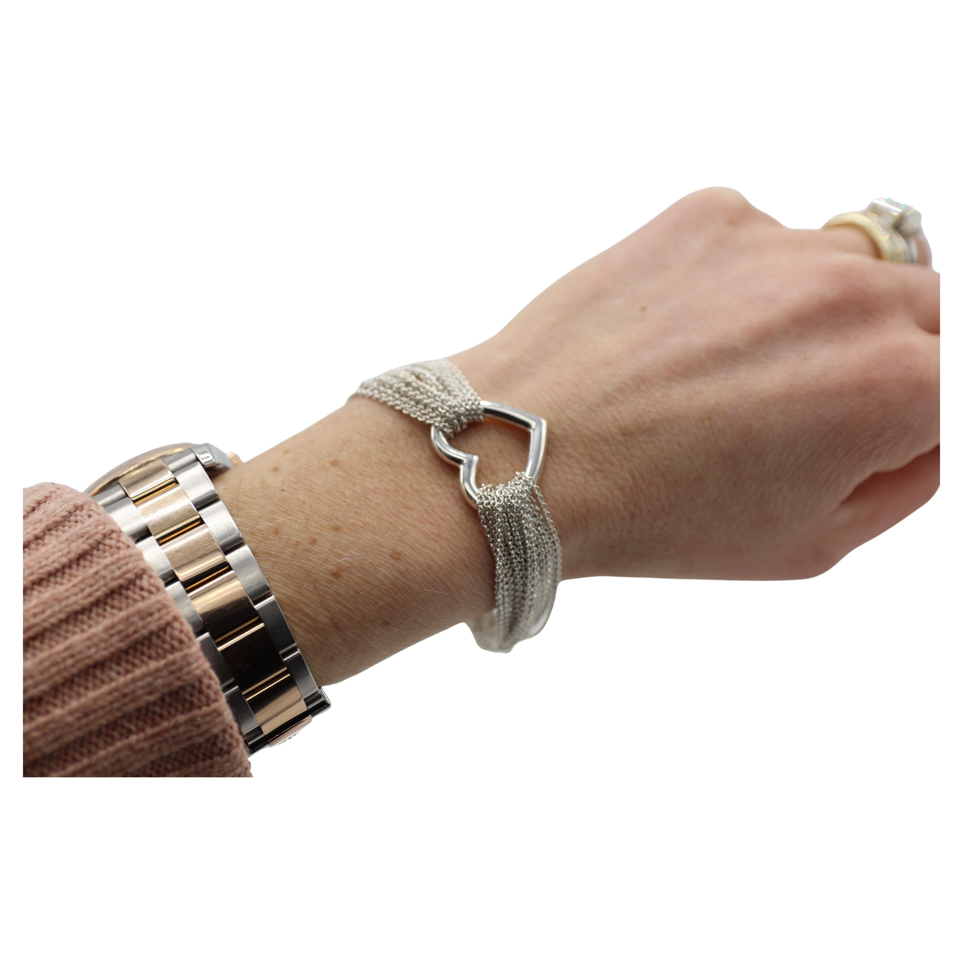 Donna Tiffany & Co. Bracciale a cuore aperto a più fili in argento sterling in vendita
