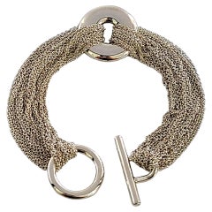 Vintage Tiffany & Co Sterling Silver Multi-Strand Open Circle Toggle Bracelet