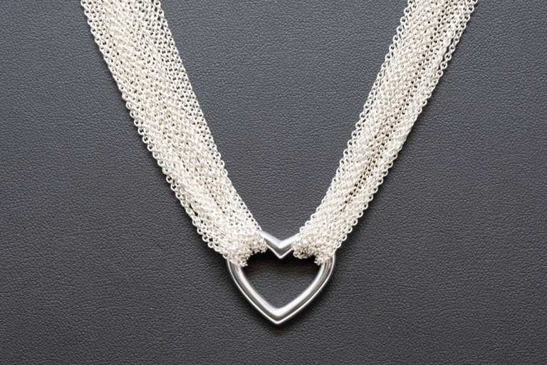 Sterling silver multistrand mesh toggle necklace made and stamped by Tiffany & Co. Measures 16 1/4 inches long, Made in USA 2010. In good condition.
