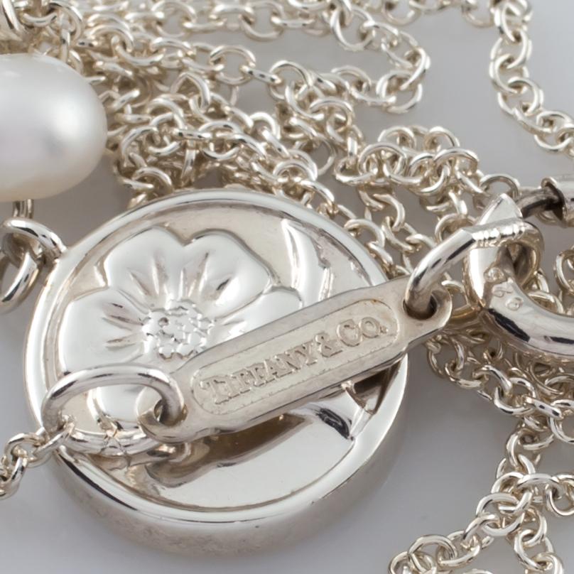 Tiffany & Co. Sterling Silver Nature Rose Earring and Necklace Set, Size 16 In Good Condition For Sale In Van Nuys, CA
