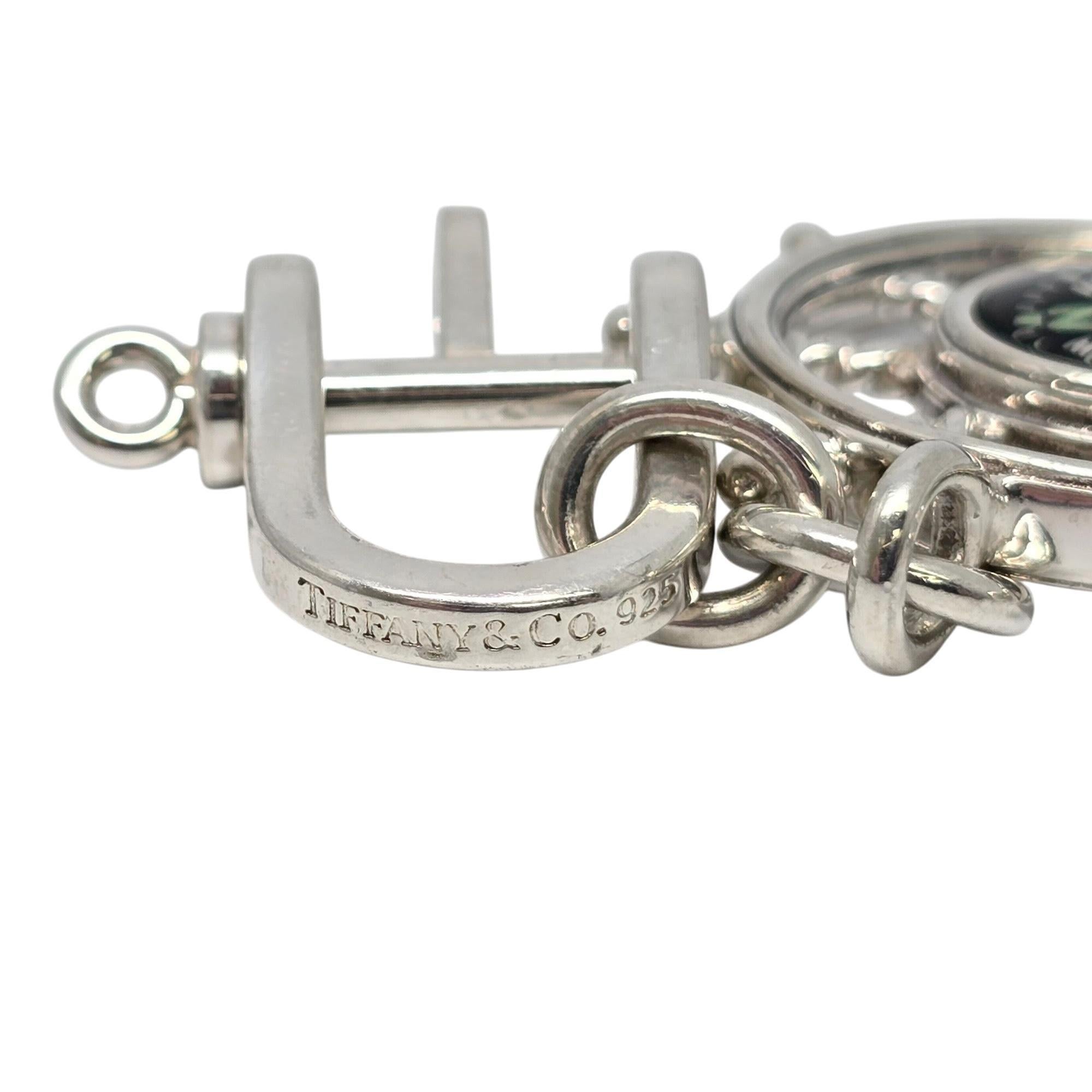 Tiffany & Co Sterling Silver Nautical Ship Wheel Compass Keychain #20982 5