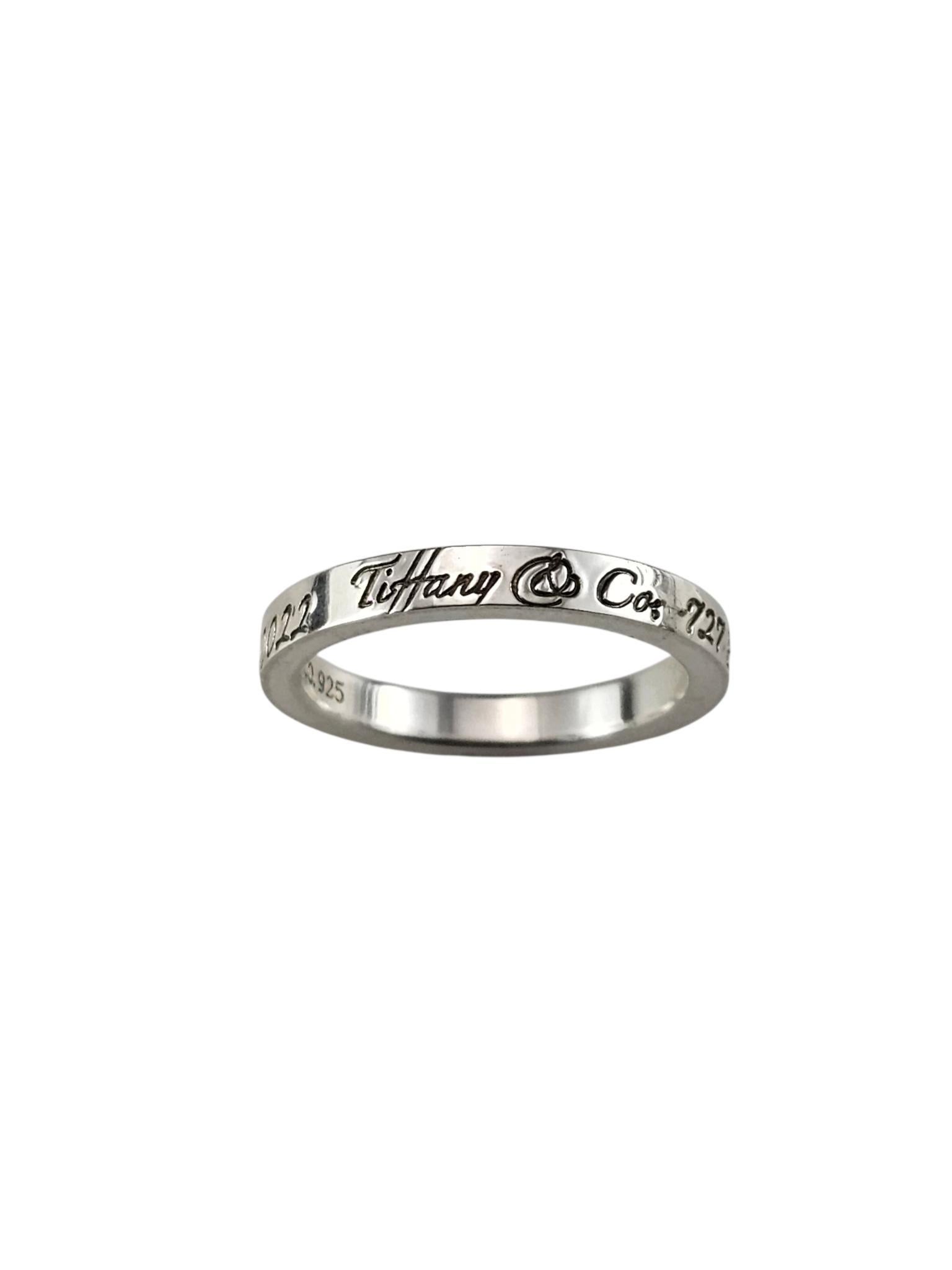 Tiffany & Co. Sterling Silver "Notes" 727 Fifth Avenue Band Ring Size 6 #24542