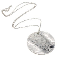 Tiffany & Co. Sterling Silver Notes New York Fifth Avenue Disc Pendant Necklace