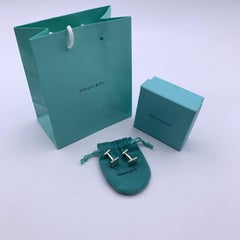 Tiffany & Co. Sterling Silver Notes Script Square Cufflinks