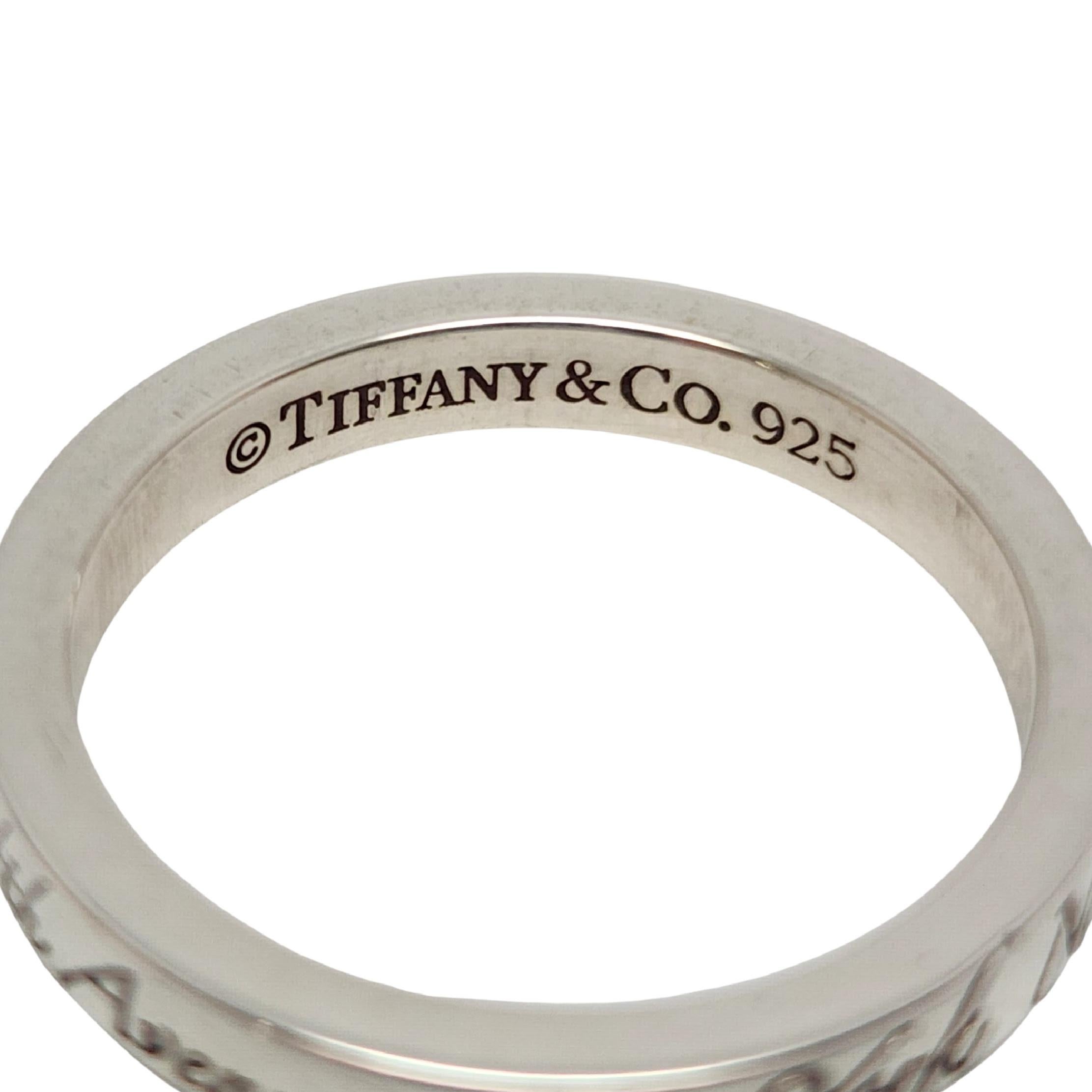 Women's Tiffany & Co Sterling Silver NY Address Notes Narrow Band Ring Size 5.25 #13007