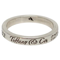 Used Tiffany & Co Sterling Silver NY Address Notes Narrow Band Ring Size 5.25 #13007
