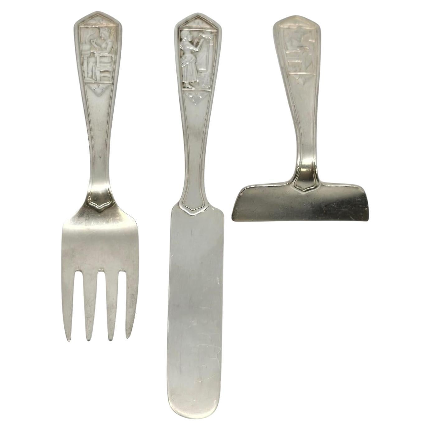 Tiffany & Co Sterling Silver Old King Cole Baby Feeding Set w/Mono #19620