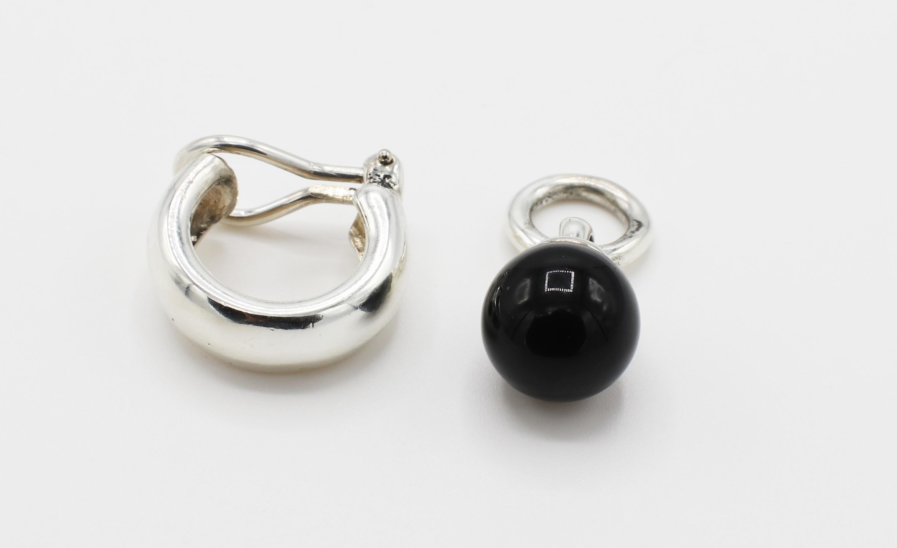 silver ball hoop earrings