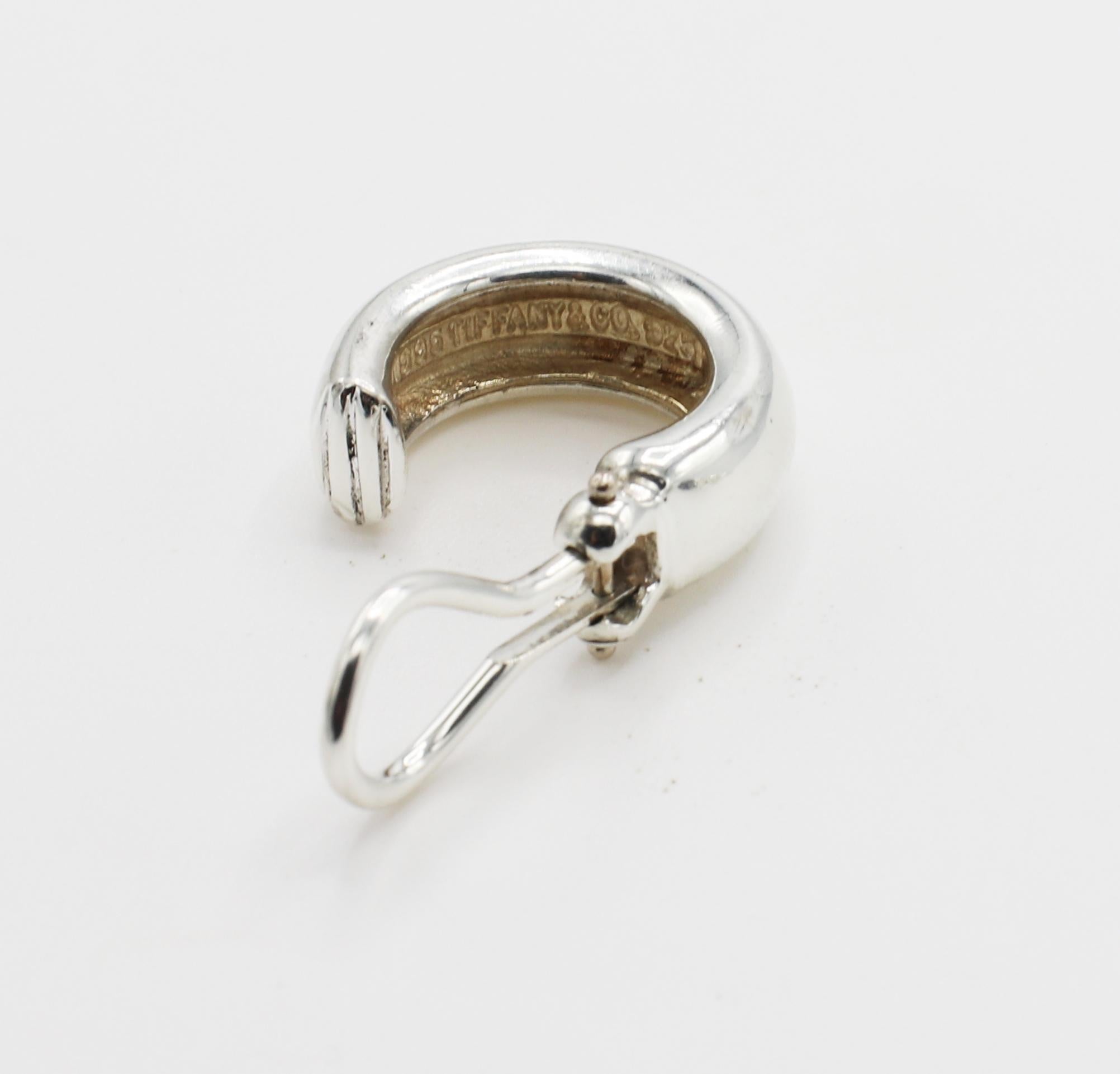 Contemporary Tiffany & Co. Sterling Silver Onyx Ball Hoop Drop Earrings