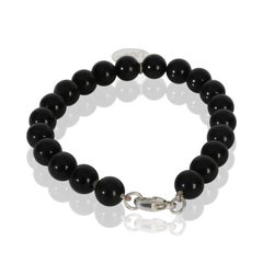 Tiffany & Co. Sterling Silver  Onyx Bead Love Charm Bracelet