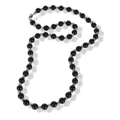 Tiffany & Co. Sterling Silver  Onyx & Silver Bead Necklace