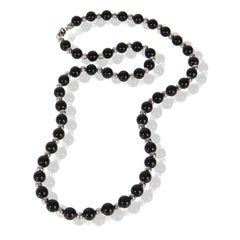 Tiffany & Co. Sterling Silver  Onyx & Silver Bead Necklace
