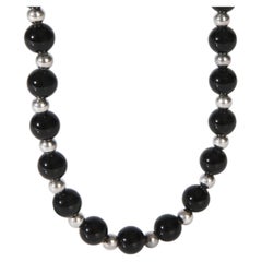 Tiffany & Co. Sterling Silver  Onyx & Silver Bead Necklace