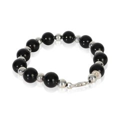 Tiffany & Co. Sterling Silver Onyx Vintage Bead Bracelet