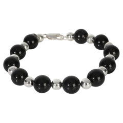 Tiffany & Co. Sterling Silver Onyx Vintage Bead Bracelet