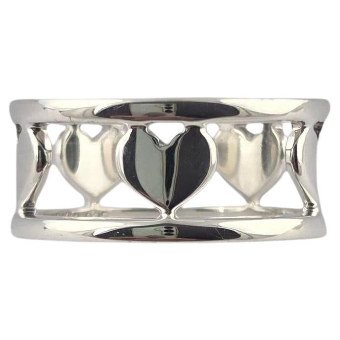 Tiffany & Co. Anello a cuore a fascia aperta in argento 925 con astuccio #23812 in vendita