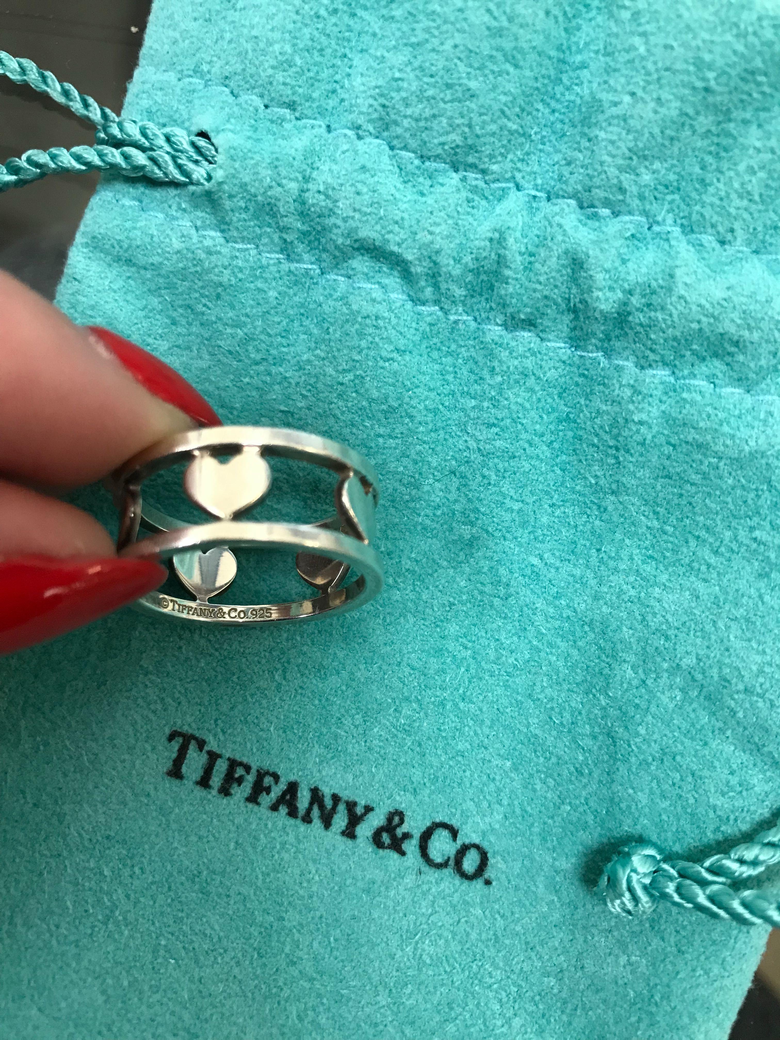 Tiffany & Co Sterling Silver Open Heart Band Ring In Good Condition In New York, NY