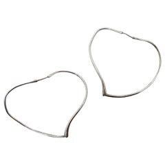 Tiffany & Co. Sterling Silver Open Heart Hoop Earrings