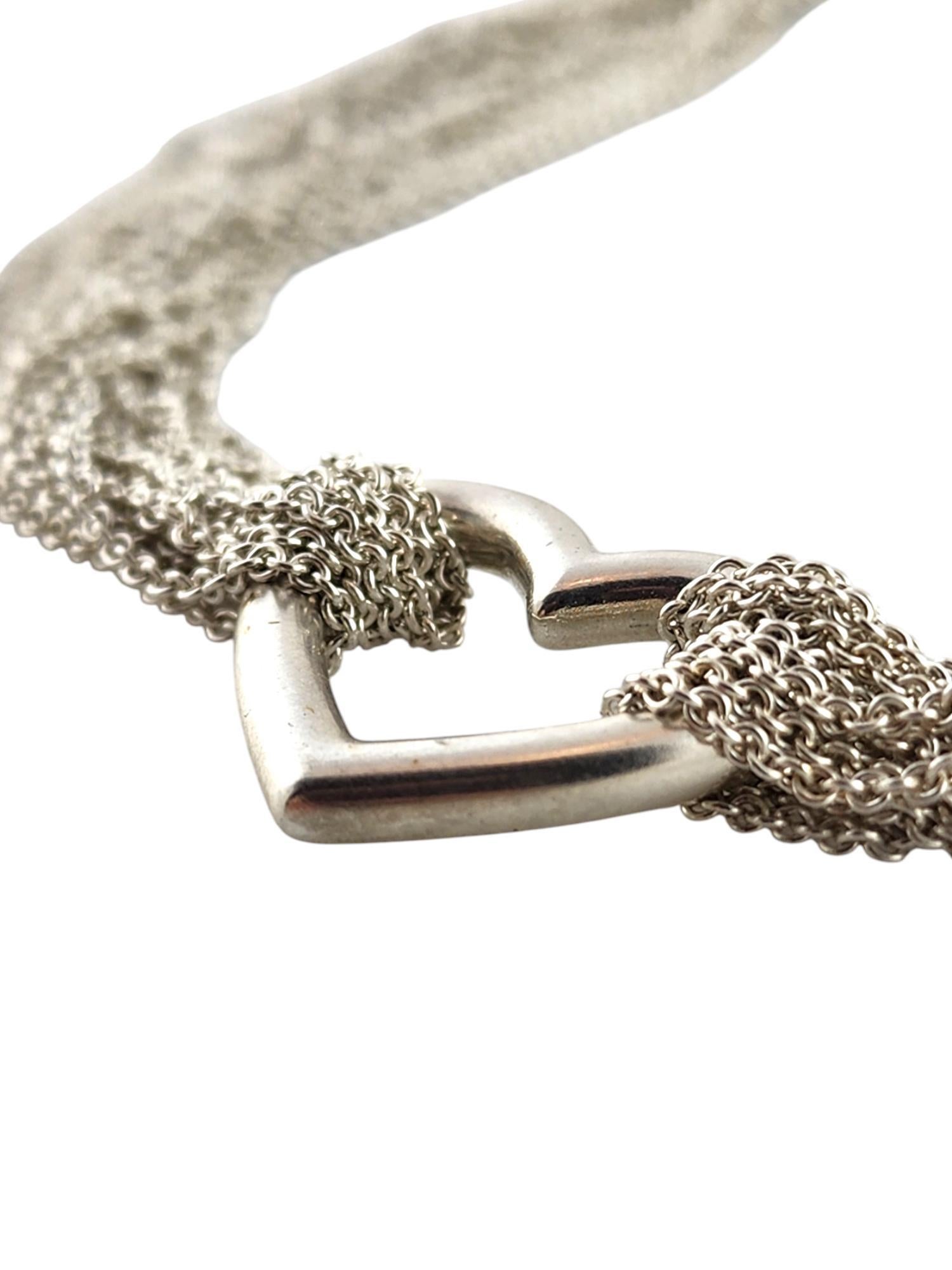 Tiffany & Co Sterling Silver Open Heart Multistrand Mesh Toggle Necklace #19783 In Good Condition In Washington Depot, CT