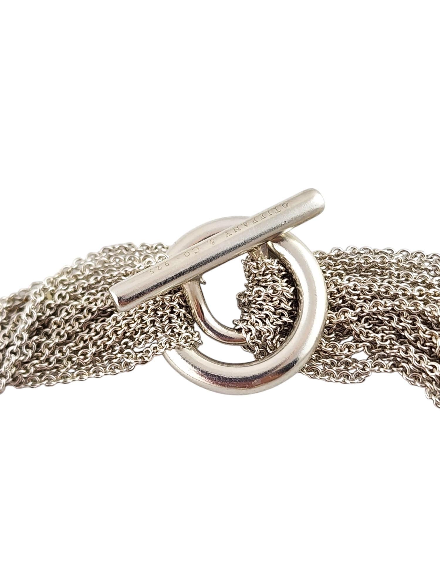 Tiffany & Co Sterling Silver Open Heart Multistrand Mesh Toggle Necklace #19783 1