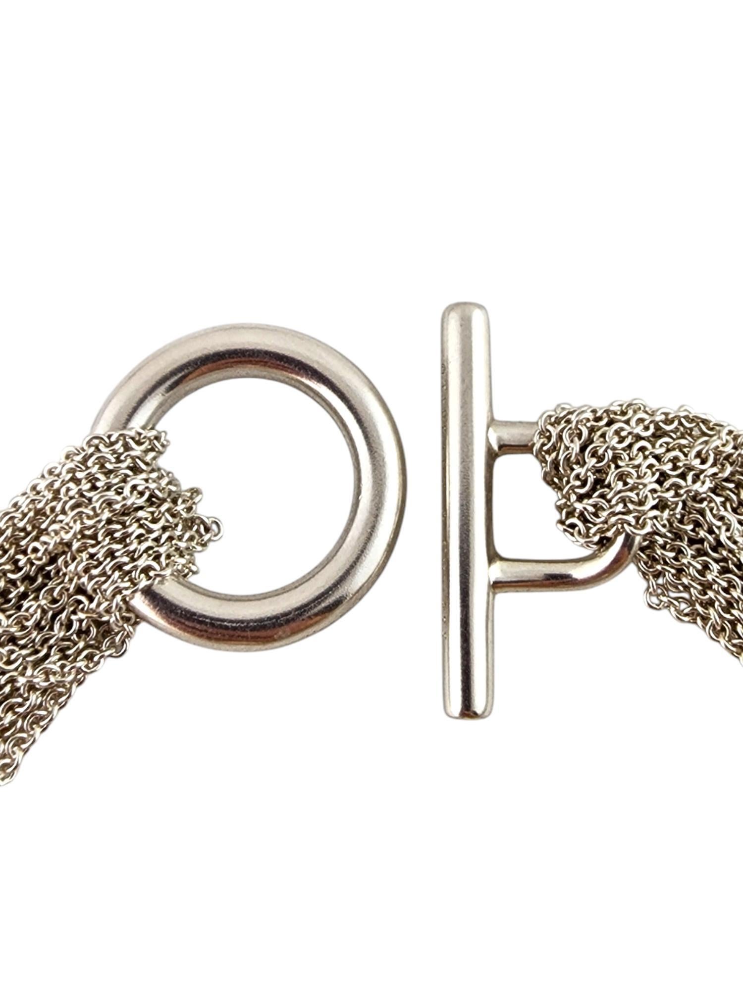Tiffany & Co Sterling Silver Open Heart Multistrand Mesh Toggle Necklace #19783 2