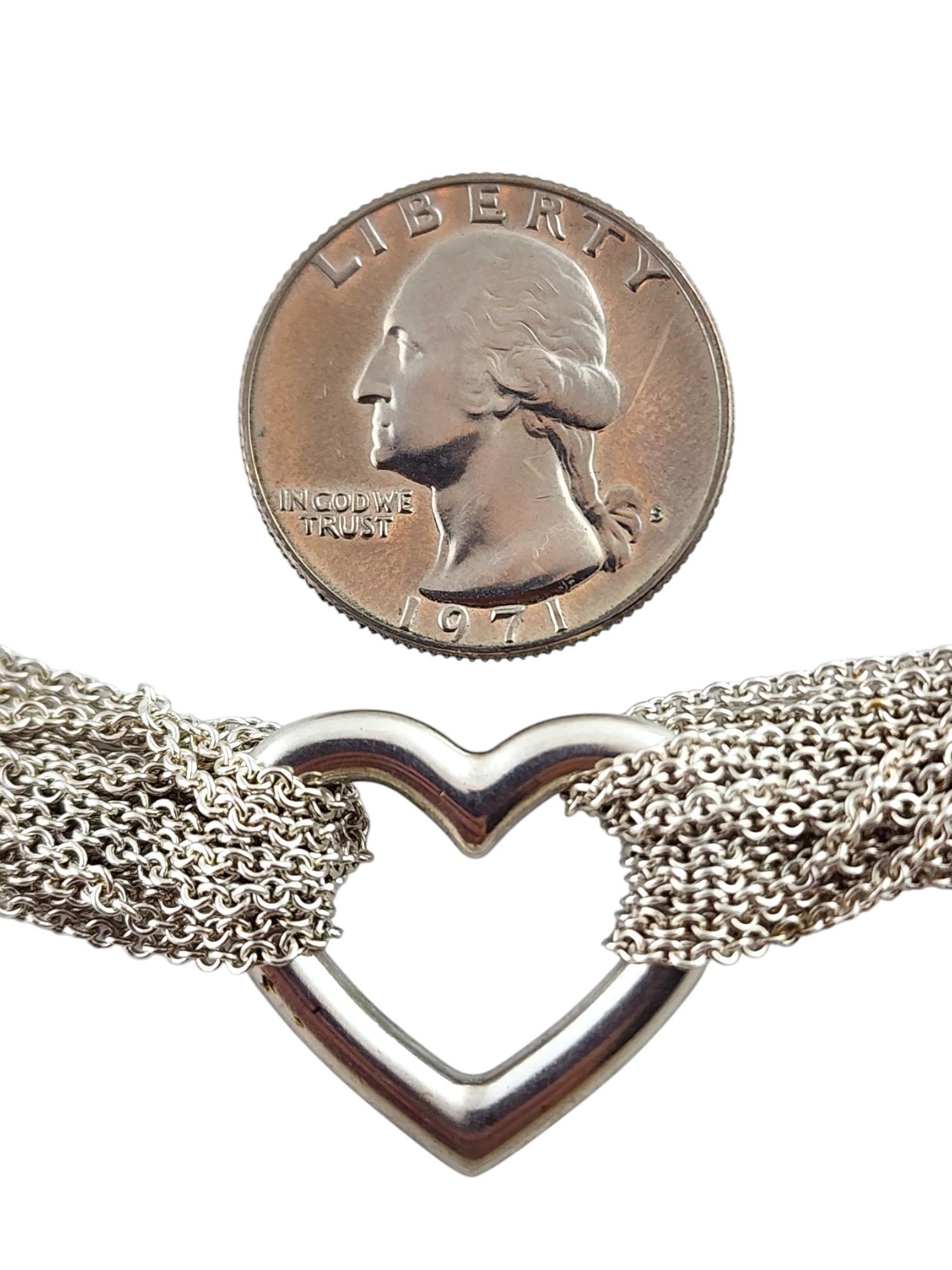 Tiffany & Co Sterling Silver Open Heart Multistrand Mesh Toggle Necklace #19783 4