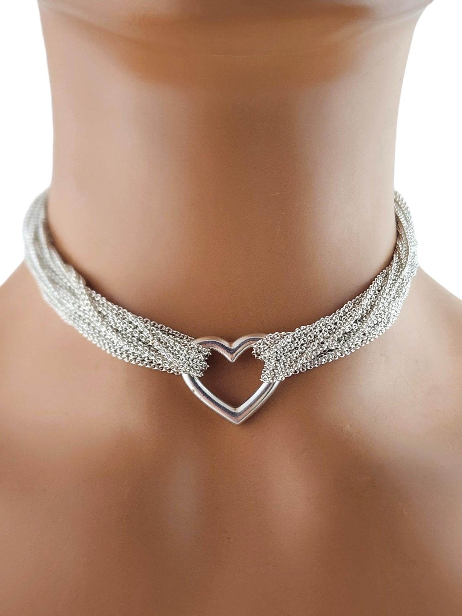 Tiffany & Co Sterling Silver Open Heart Multistrand Mesh Toggle Necklace #19783 5