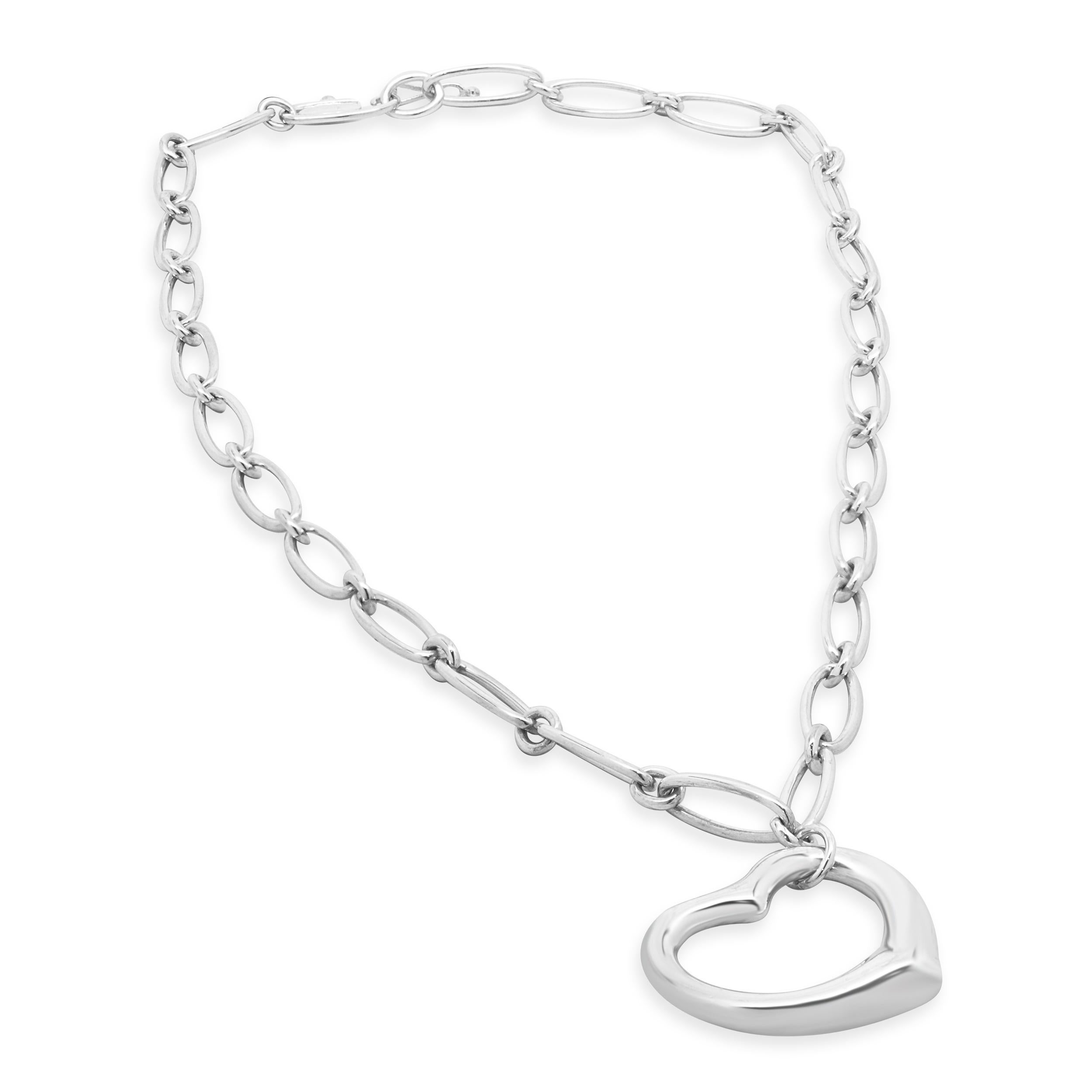 Women's or Men's Tiffany & Co. Sterling Silver Open Heart Necklace For Sale