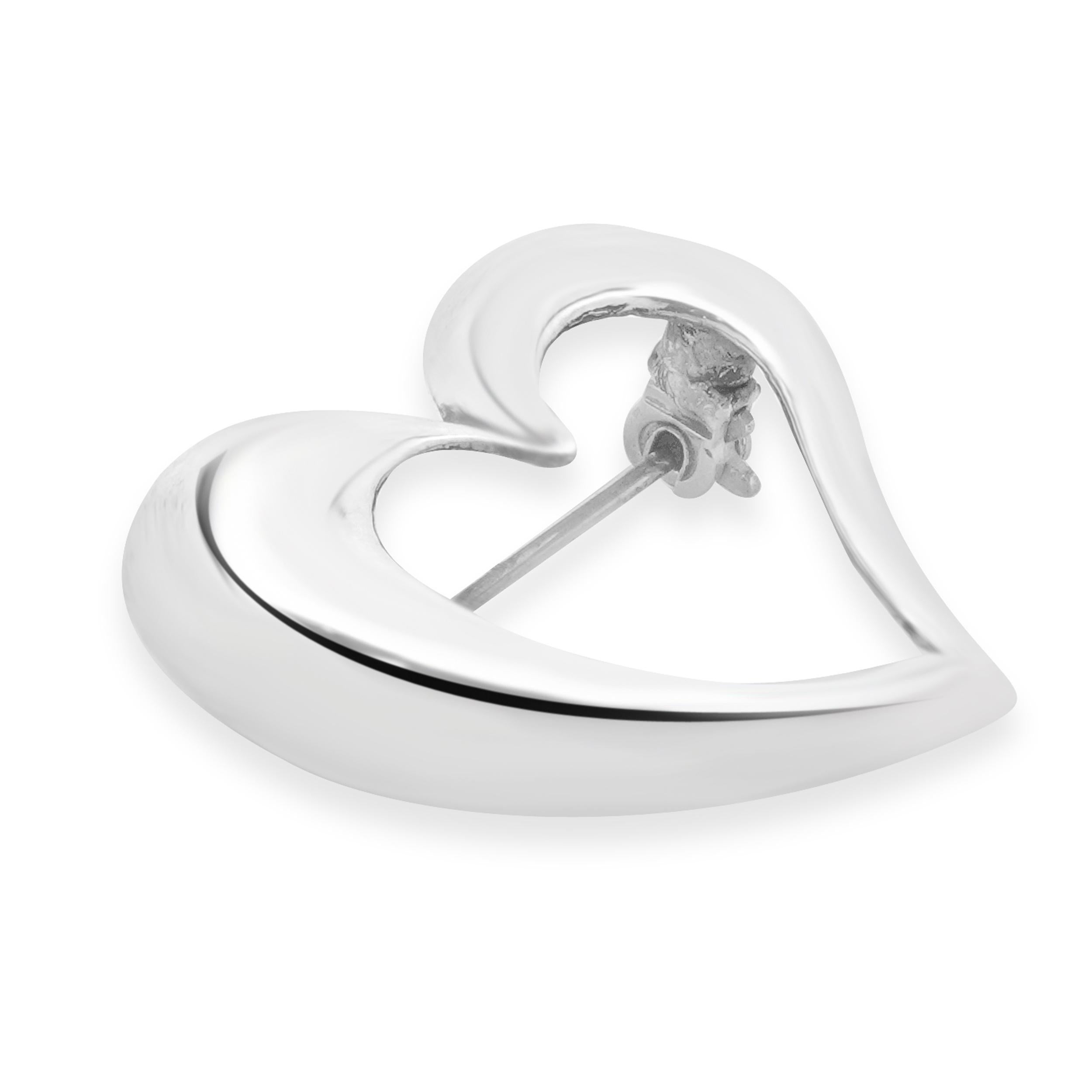 Tiffany & Co. Sterling Silver Open Heart Pin Excellent état - En vente à Scottsdale, AZ