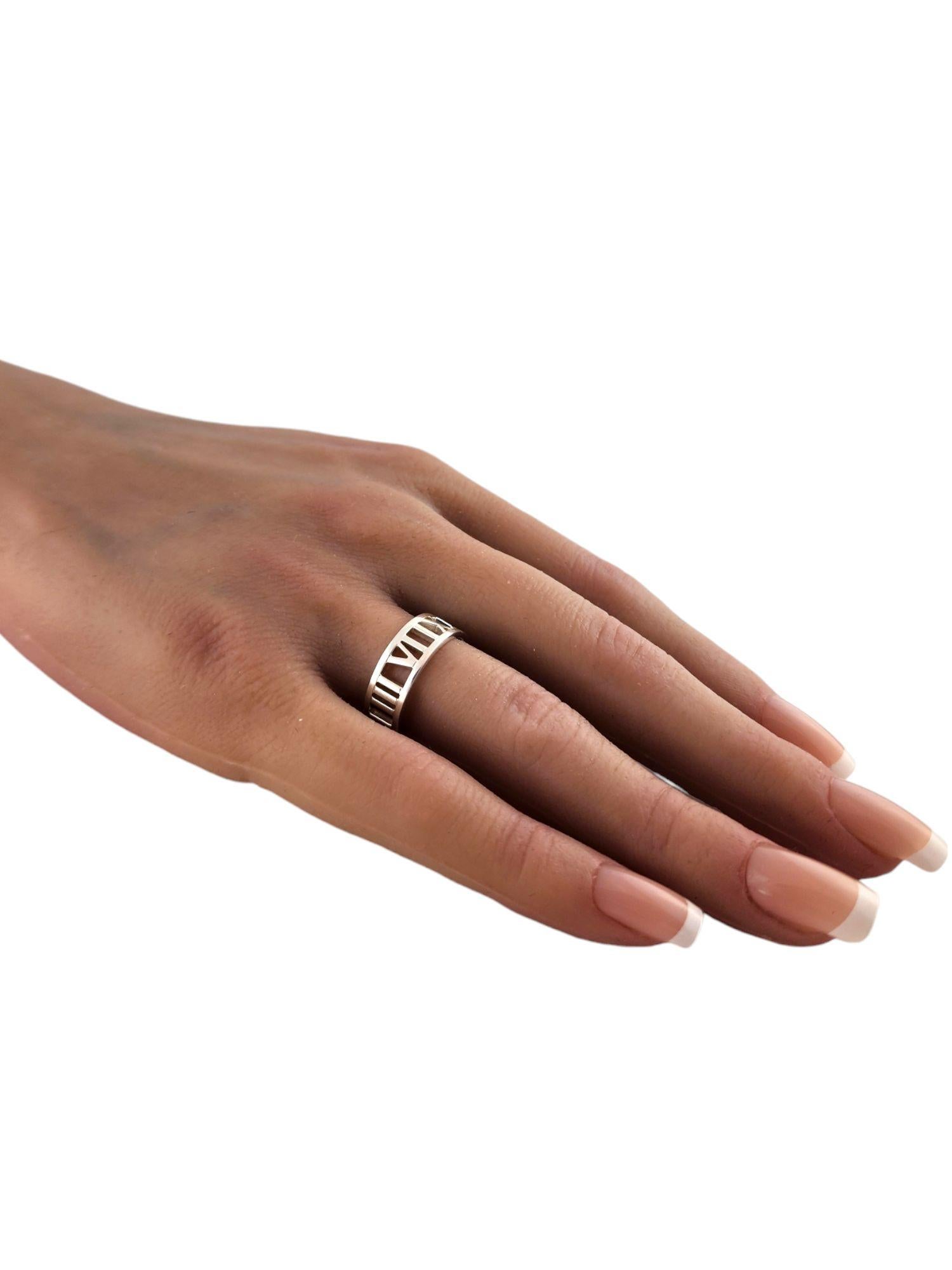 Tiffany & Co Sterling Silver Open Roman Numeral Band Ring Size 7.25-7.5 #17485 5